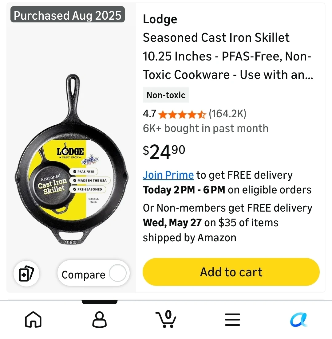 Lodge 10.25 Inch Cast Iron Skillet