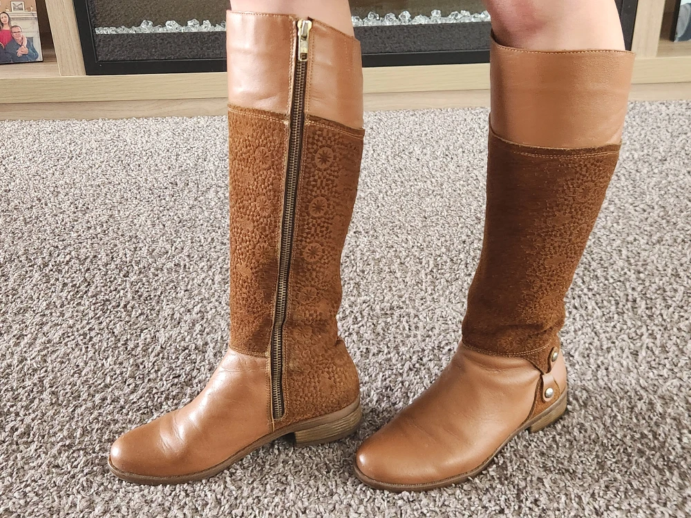 Brown Leather and Suede Tall Boots - photo 2