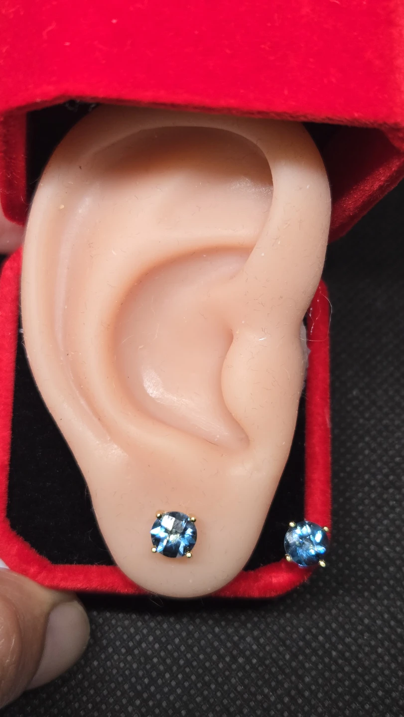 London Blue Topaz Gemstone Stud Earrings