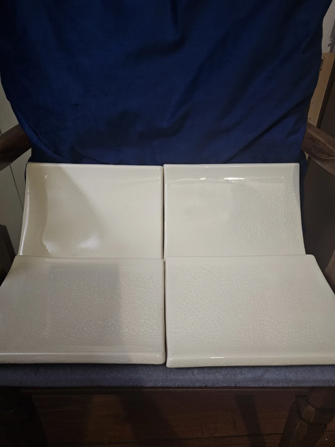 Set of 4 Cream Ceramic Tiles - photo 2