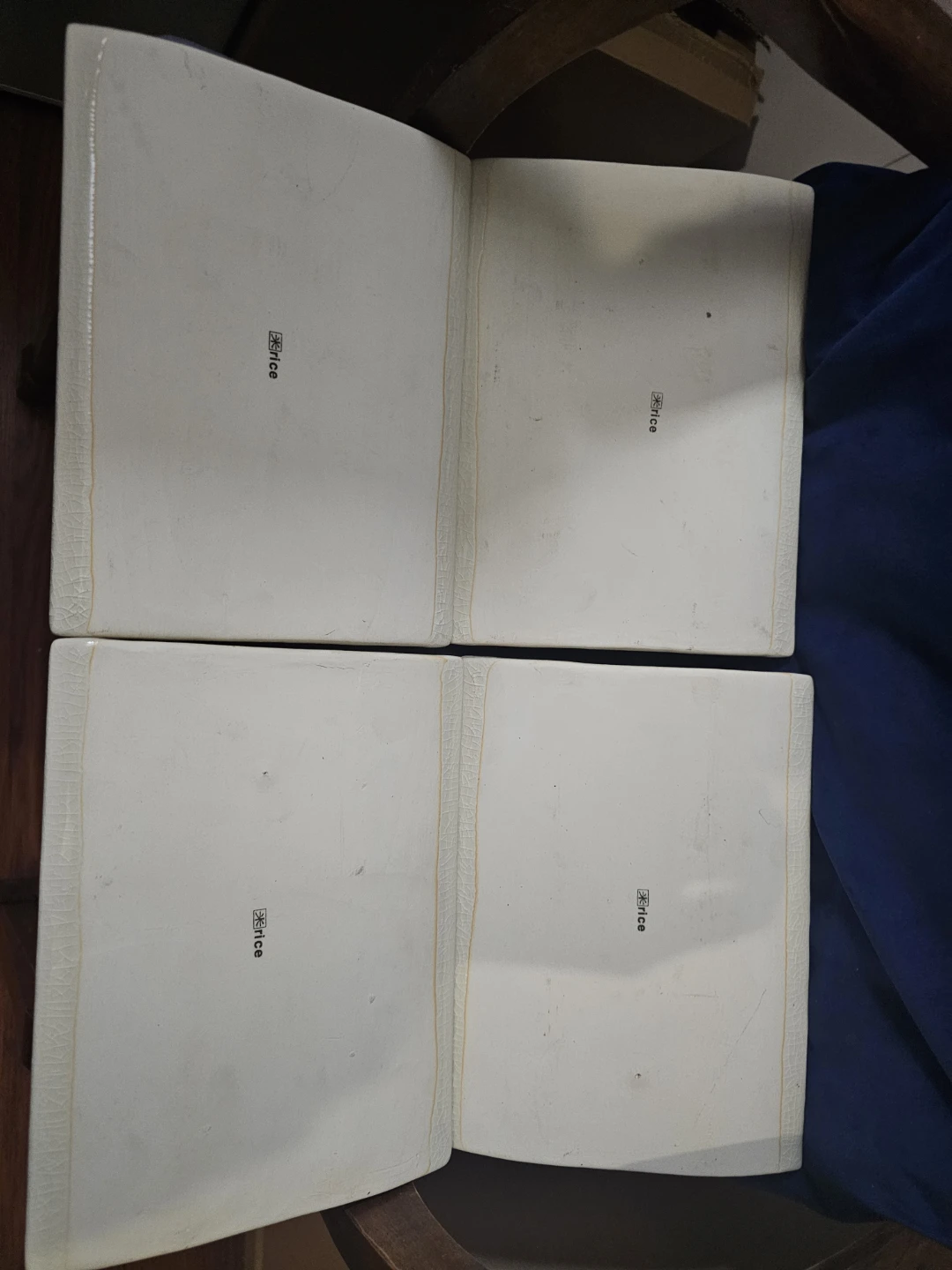 Set of 4 Cream Ceramic Tiles - photo 3