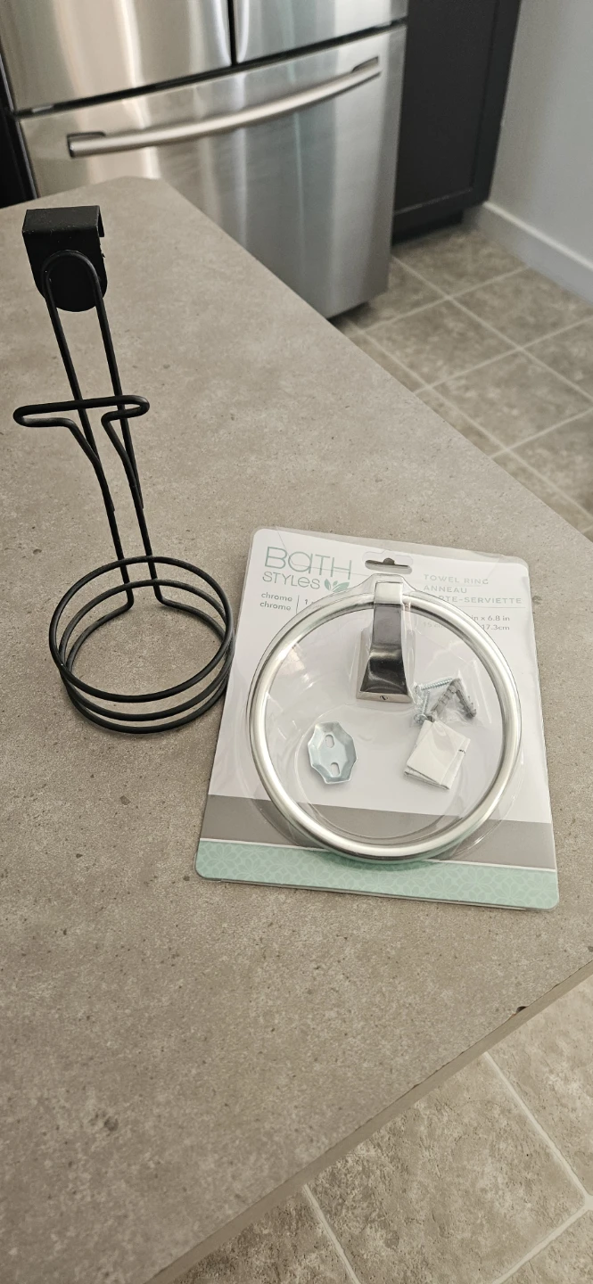 Towel ring and blow dryer holder