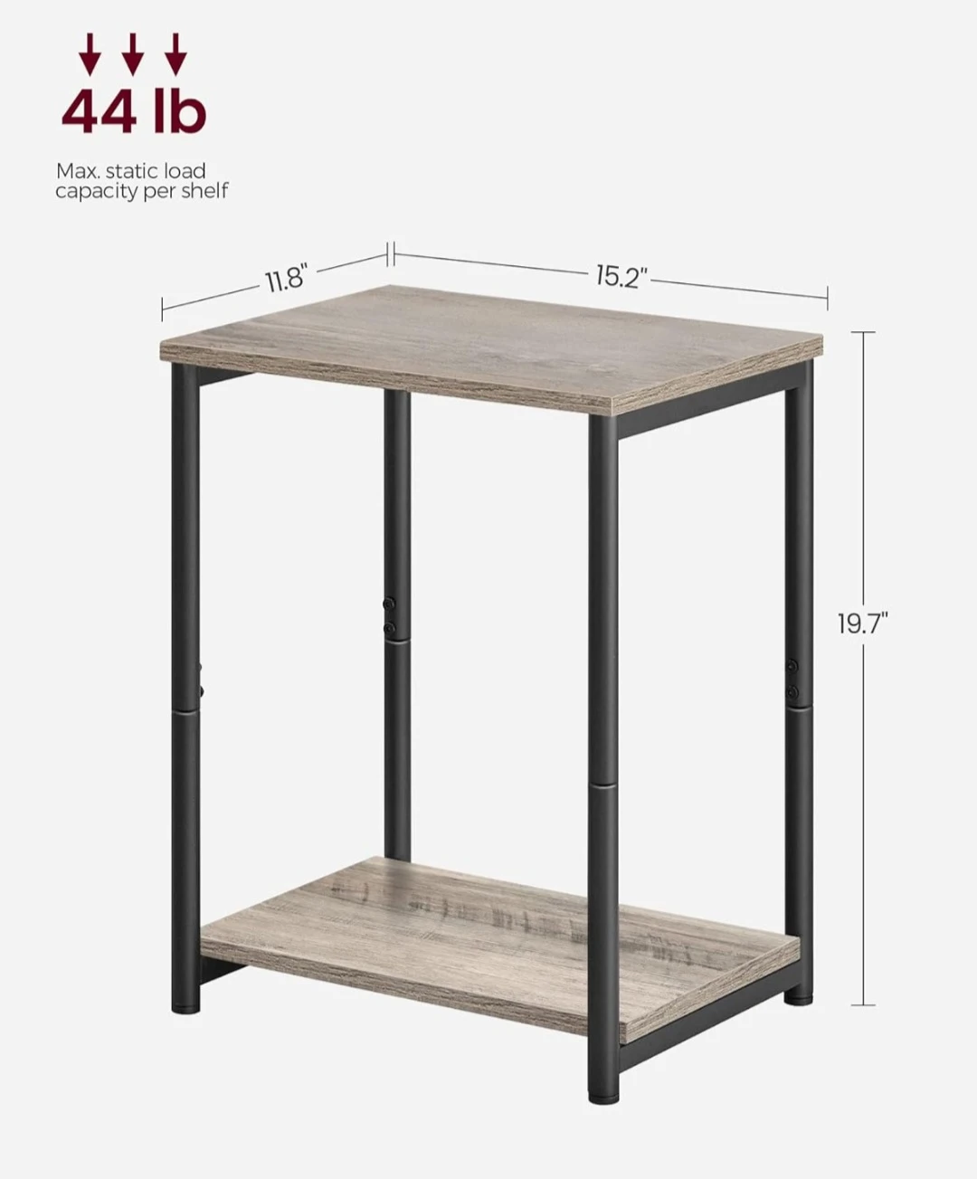 Rustic Wood Grain End Table with Metal Frame - photo 2