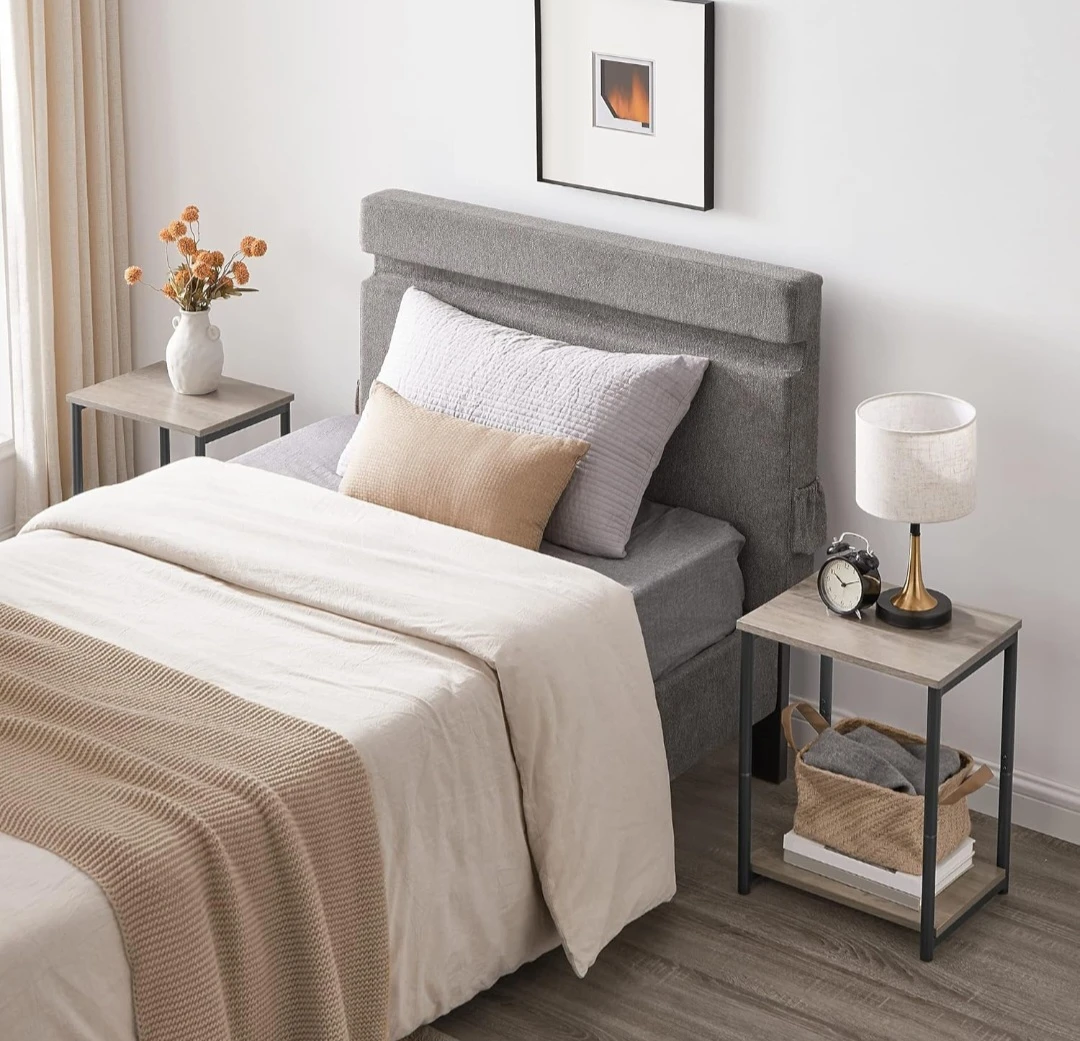 Rustic Wood Grain End Table with Metal Frame - photo 3