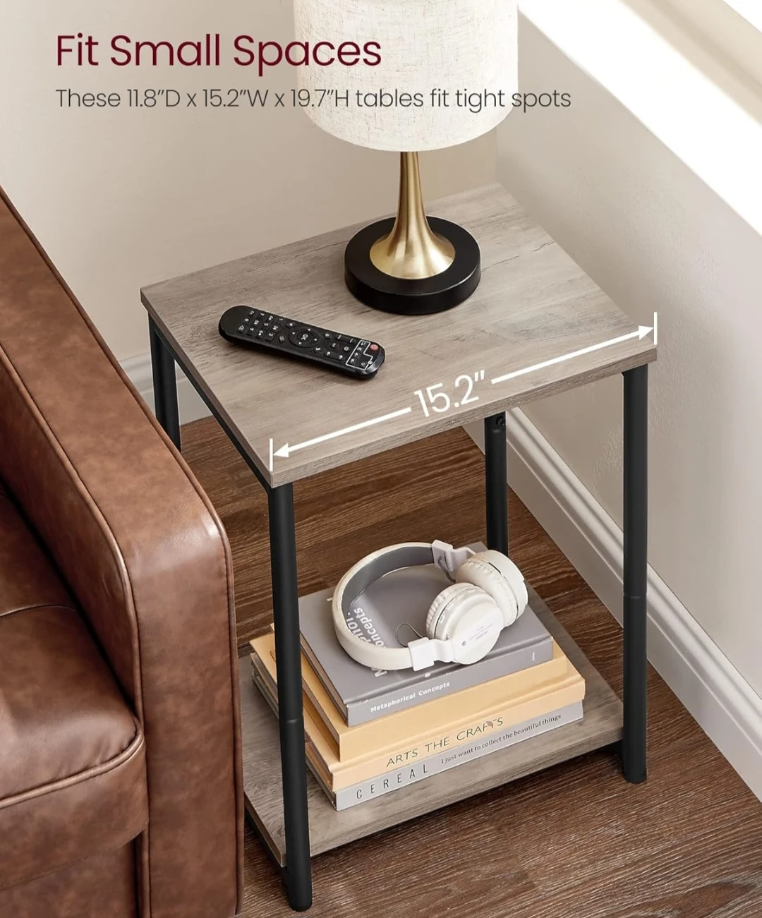Rustic Wood Grain End Table with Metal Frame - photo 4