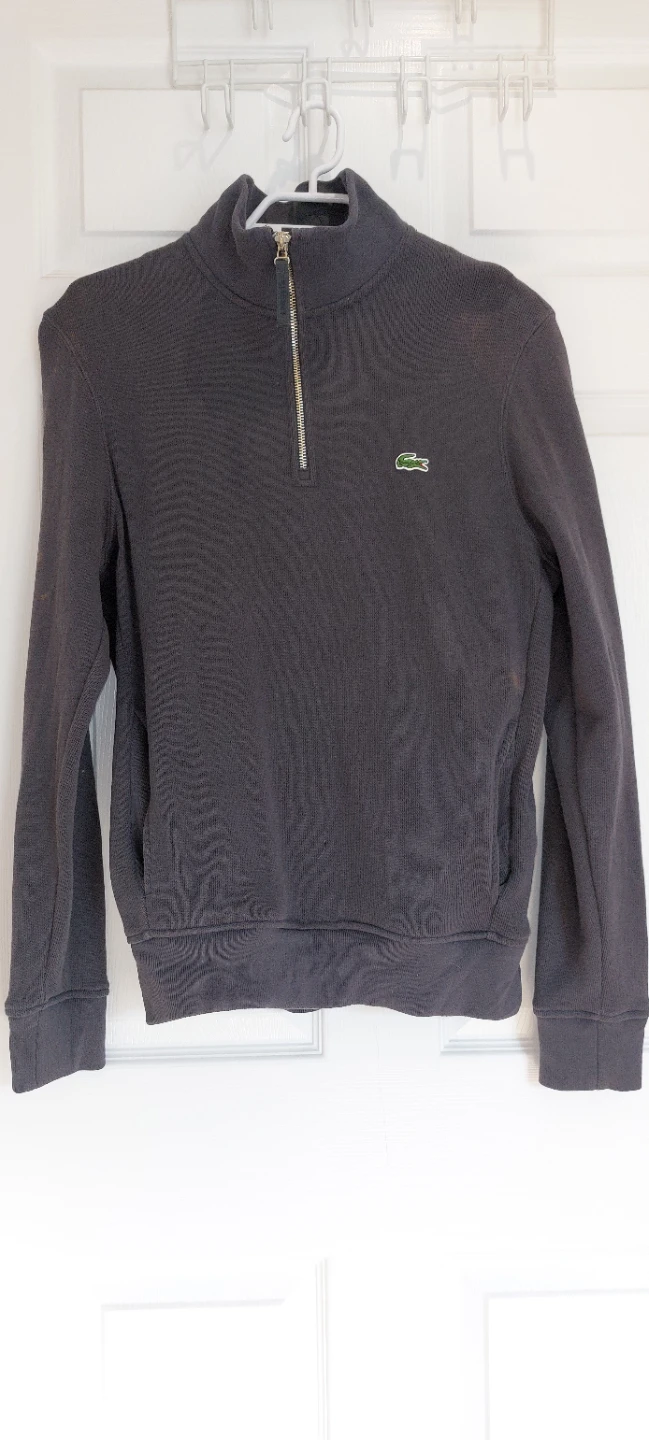 Lacoste Quarter Zip Pullover Sweatshirt - Charcoal Grey - US M - photo 2