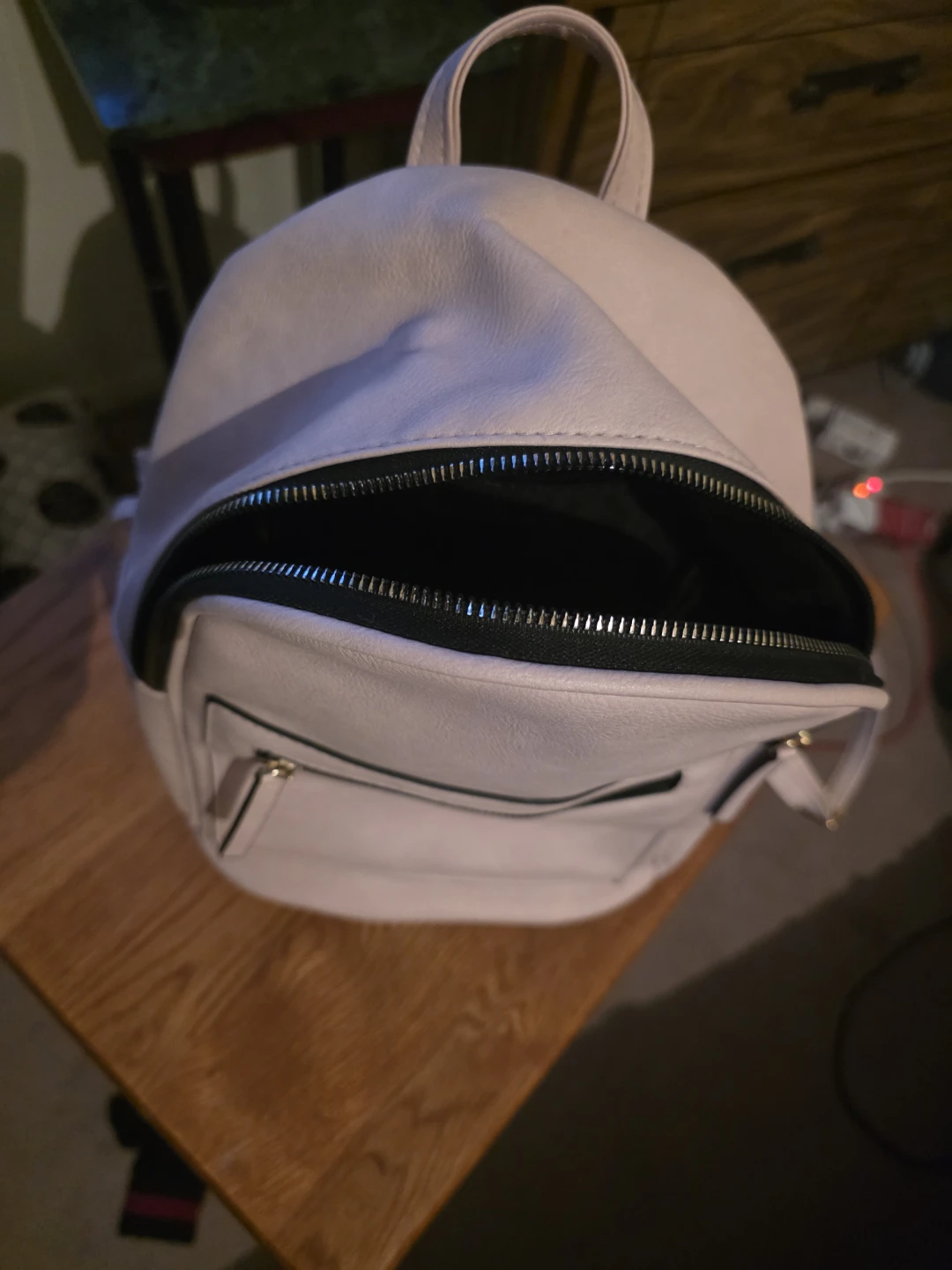 Light Pink Faux Leather Backpack - photo 3