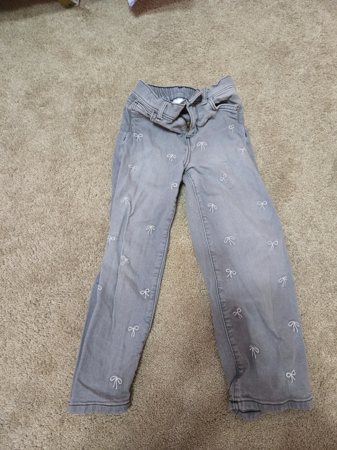 Jumping Beans Girls Grey Bow Denim Jeans Size 6