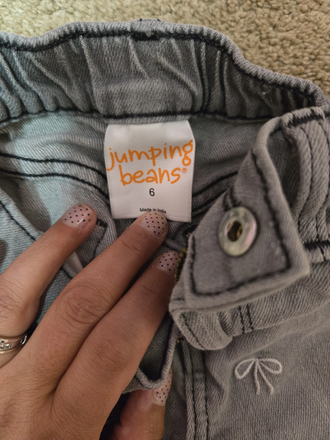 Jumping Beans Girls Grey Bow Denim Jeans Size 6 - photo 2