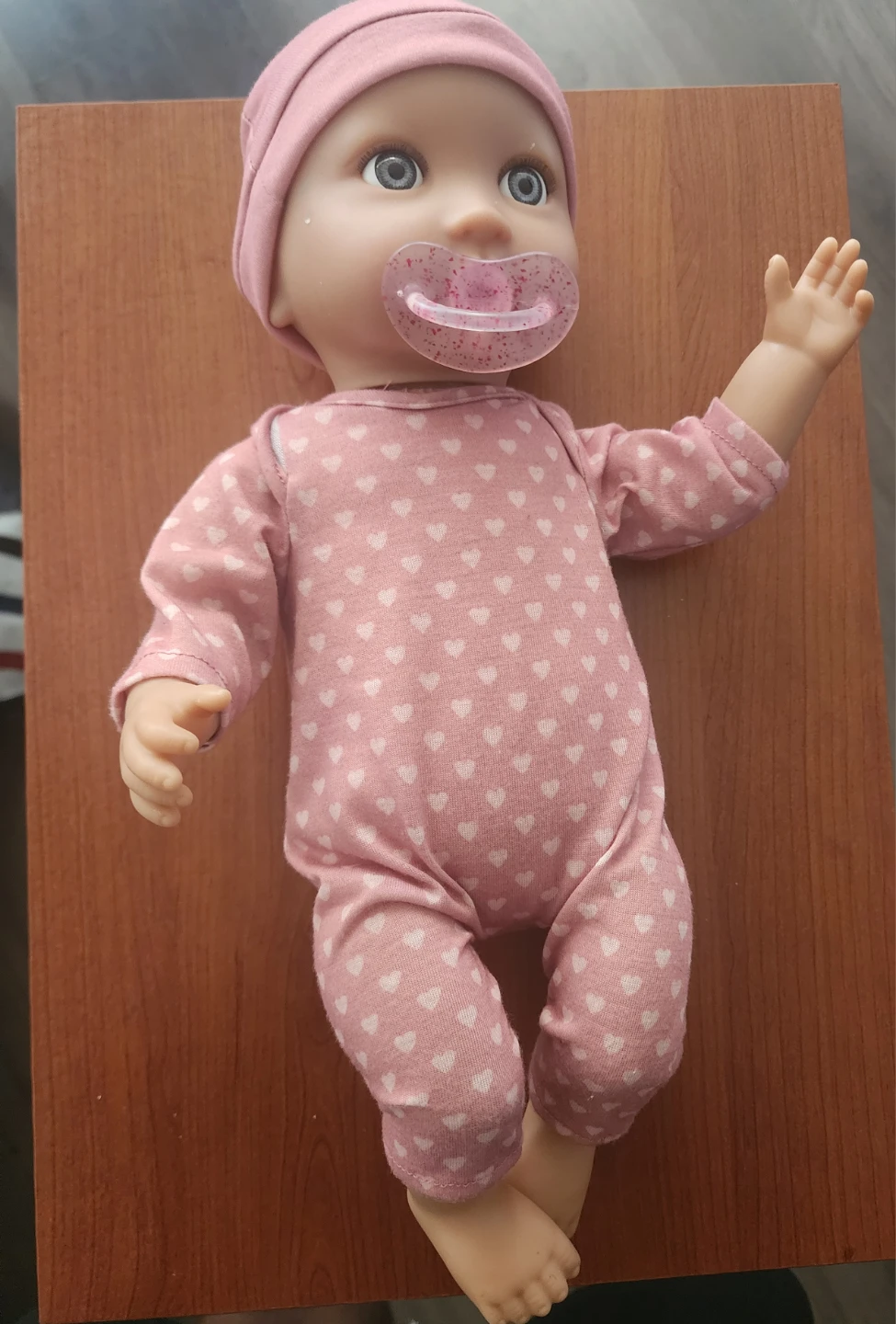 Baby Doll with Pink Heart Pajamas and Pacifier