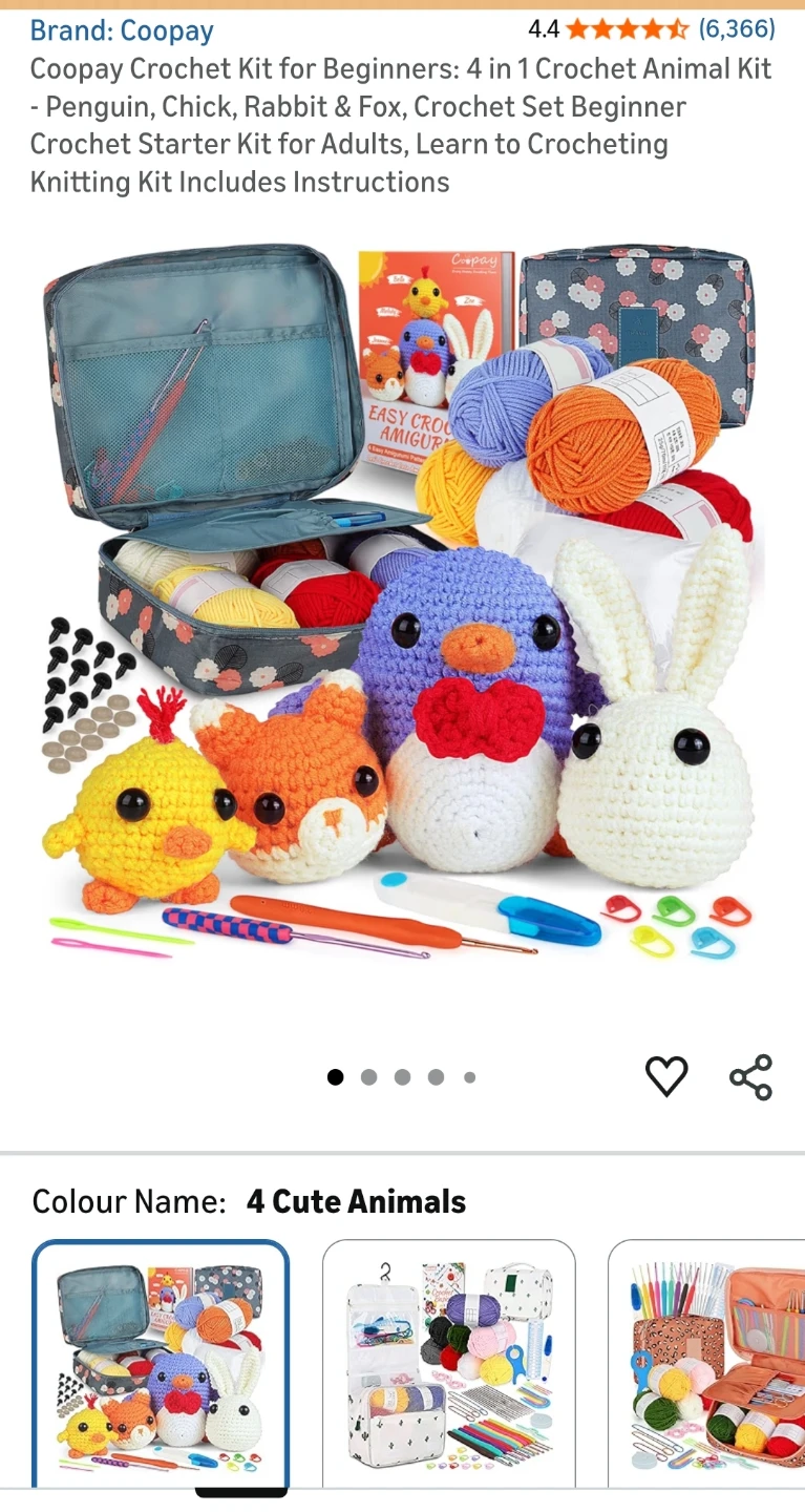 Coopay 4-in-1 Crochet Animal Kit for Beginners