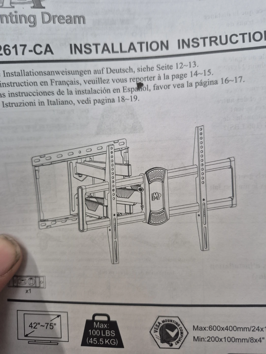 Mounting Dream Full-Motion TV Wall Mount MD2617-CA - photo 2