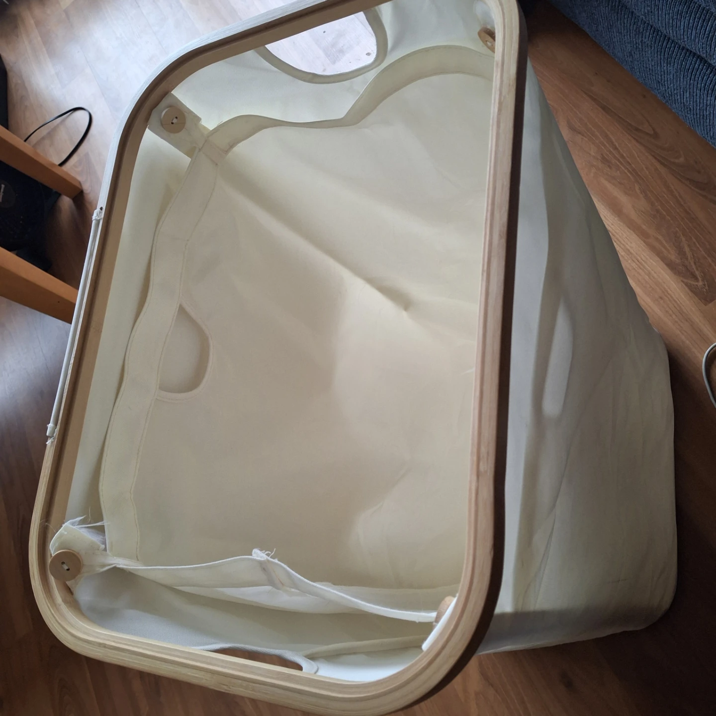 White Laundry Hamper with Bamboo Frame and liner - photo 3