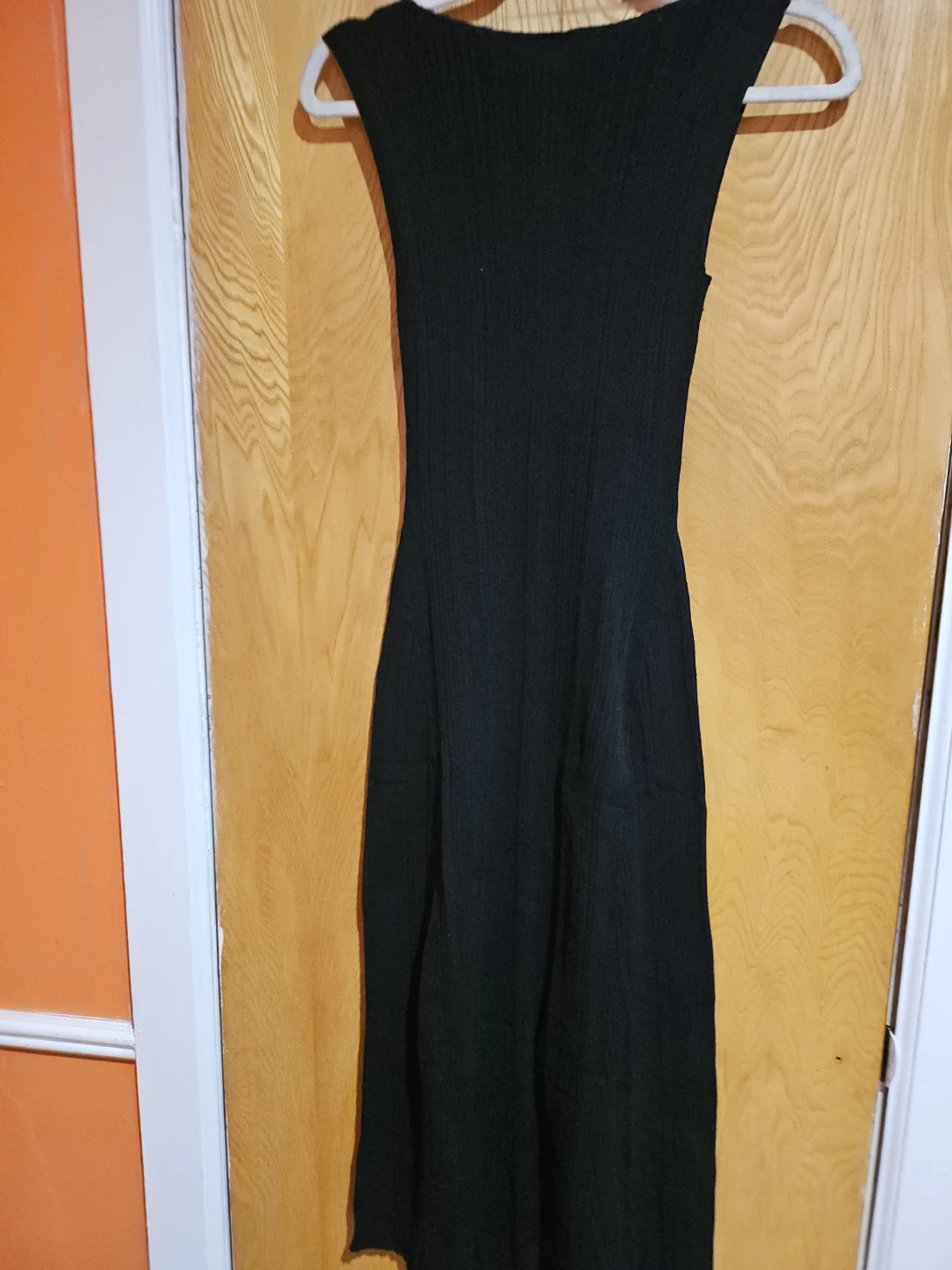 Black Sleeveless Ribbed Midi Dress - Size XS