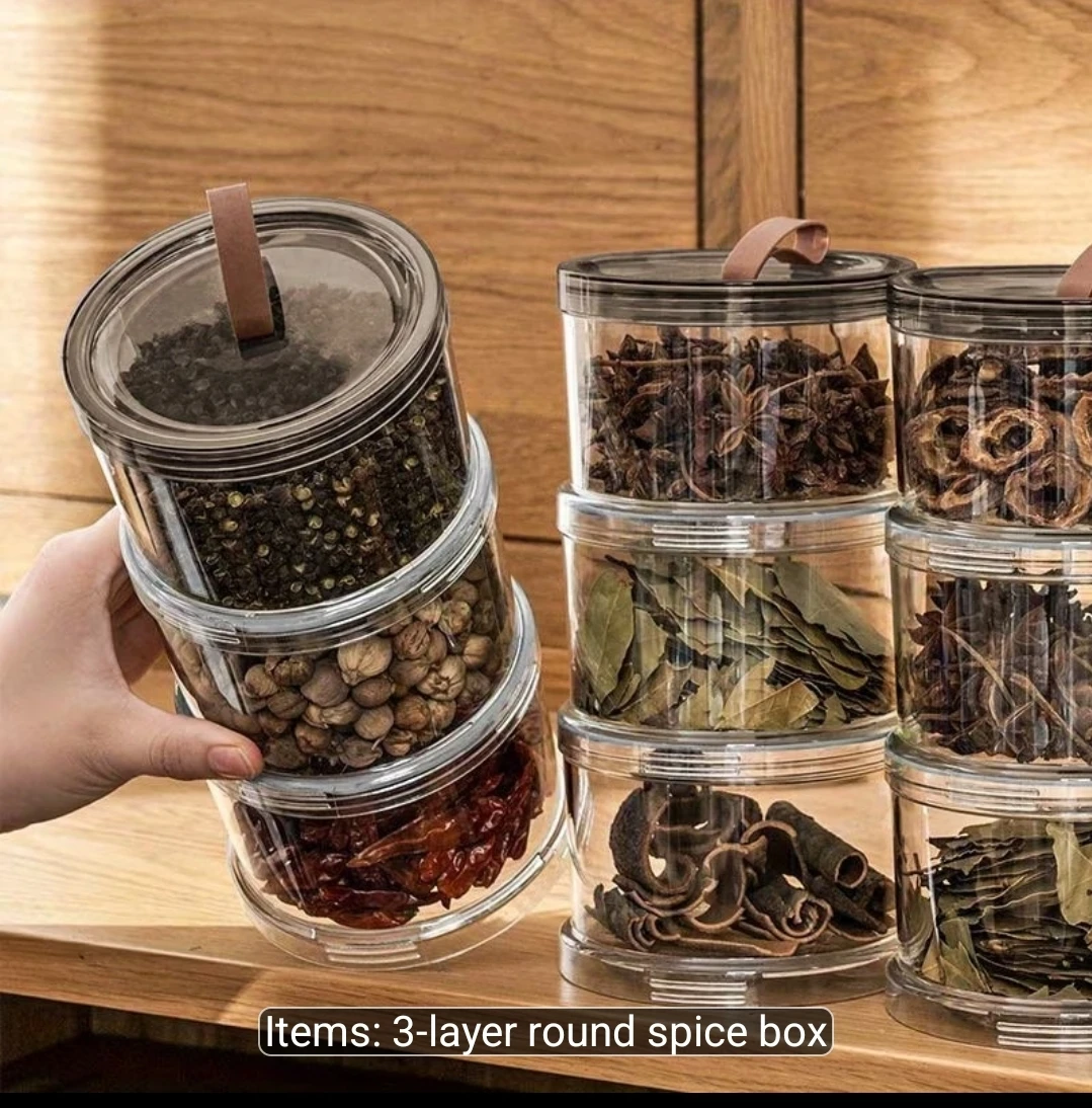 3-Layer Round Spice Box Set