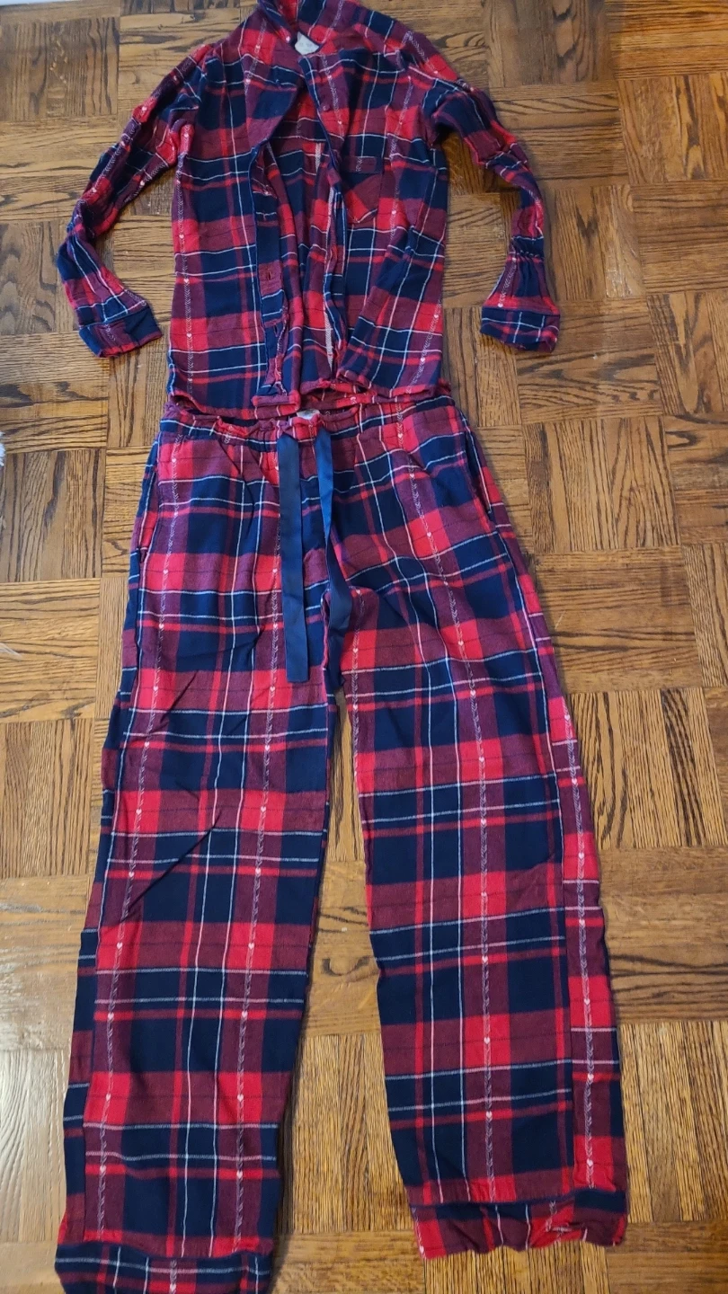 Great condition - Primark Red Plaid Pajama Jumpsuit XS