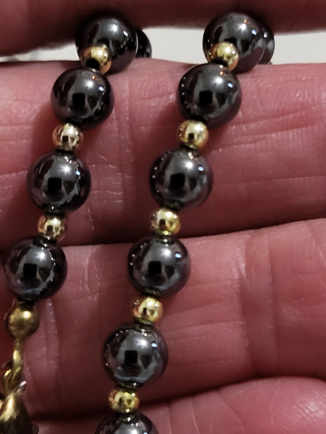 Hematite Beaded Necklace & Bracelet with Gold Tone Accents - photo 4