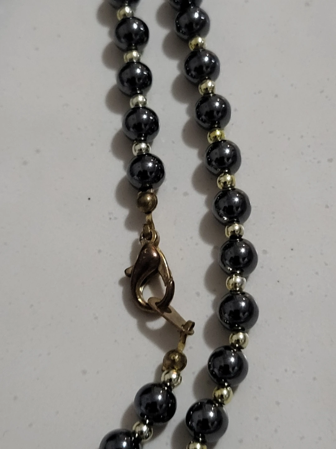 Hematite Beaded Necklace & Bracelet with Gold Tone Accents - photo 5
