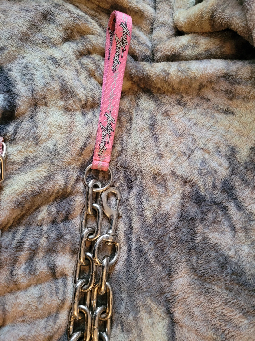 Harley-Davidson Pink Dog Collar and Chain Leash Set