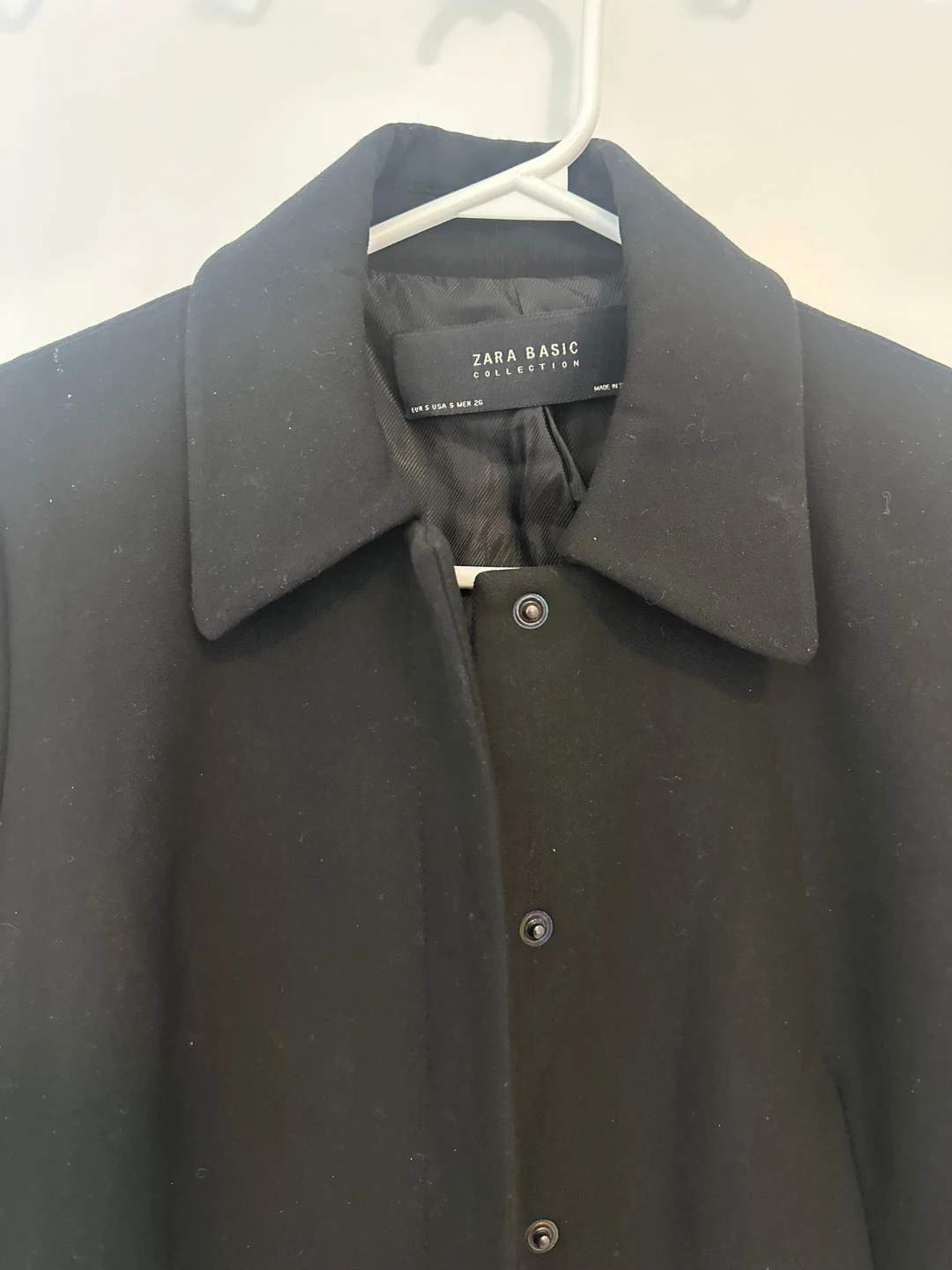 Zara Basic Collection Black Coat with Ruffle Cuffs - photo 2