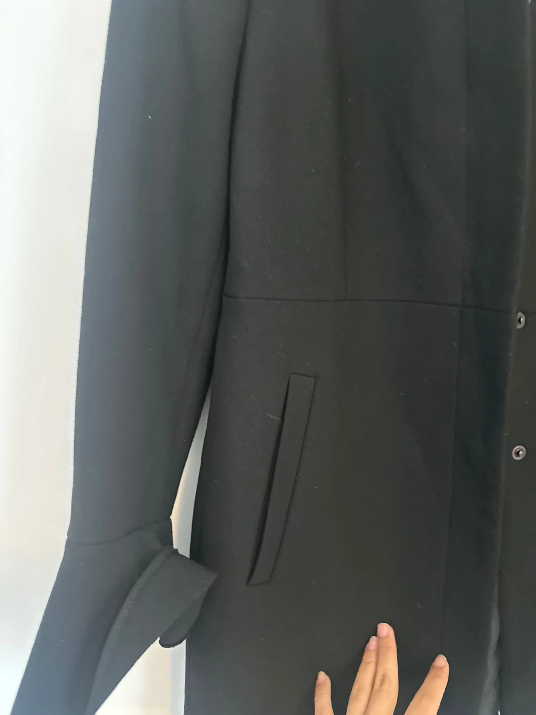 Zara Basic Collection Black Coat with Ruffle Cuffs - photo 3