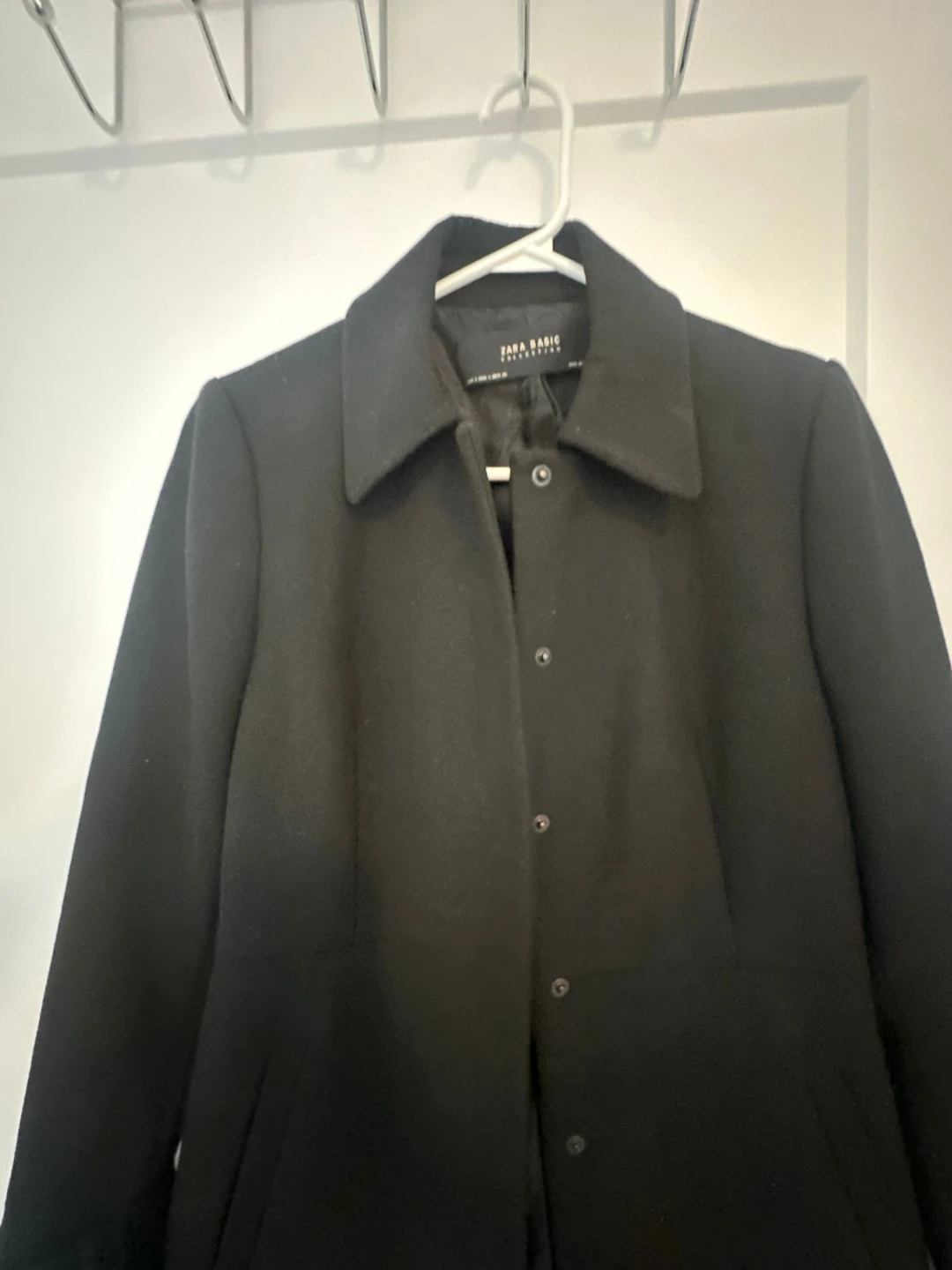 Zara Basic Collection Black Coat with Ruffle Cuffs - photo 5