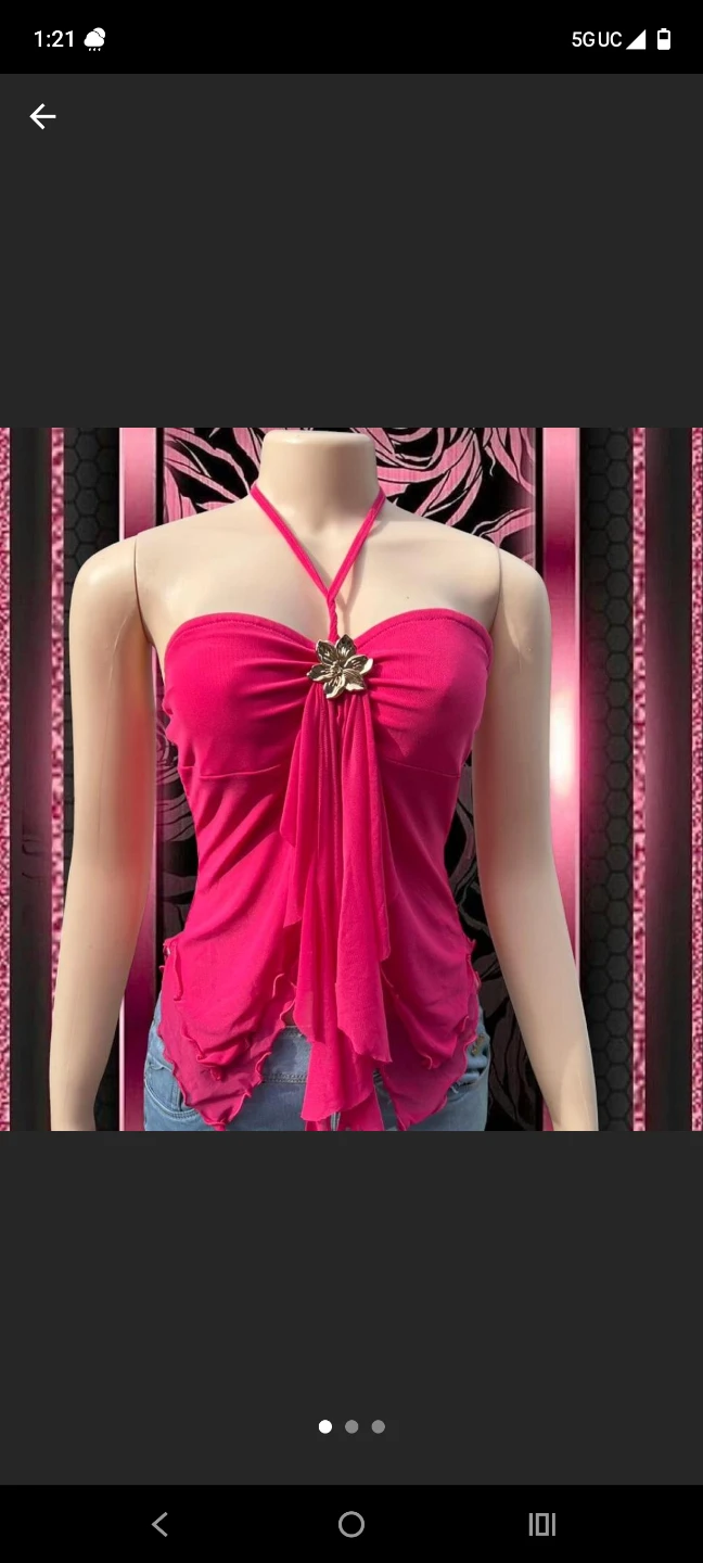Pink Halter Top with Flower Embellishment