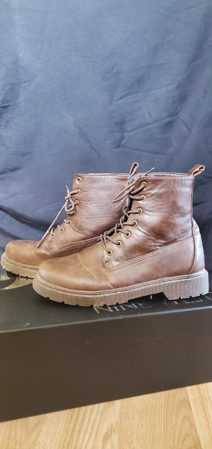 Brown Lace-Up Combat Boots