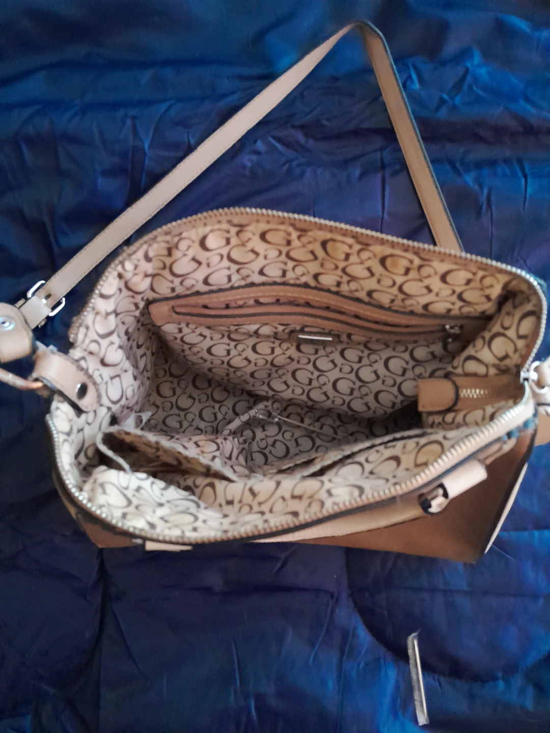 GUESS Tan and Cream Satchel Handbag