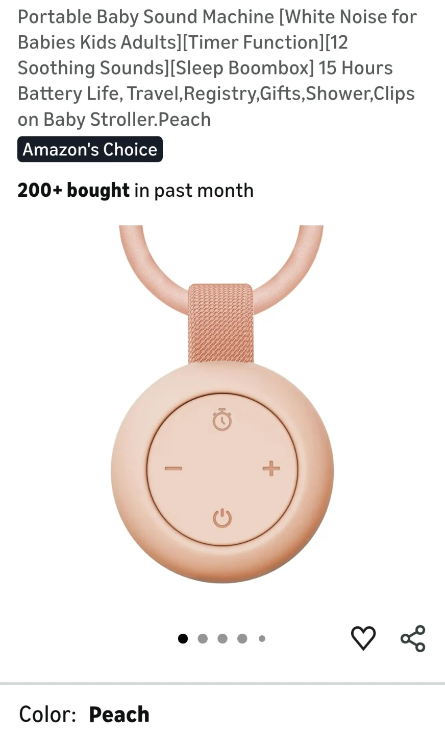 Portable Baby Sound Machine - Peach - photo 2