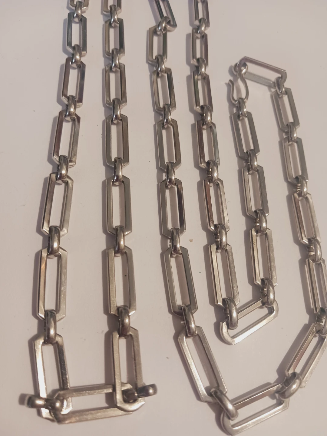 New !! Silver Tone Rectangular Link Chain Necklace - photo 2