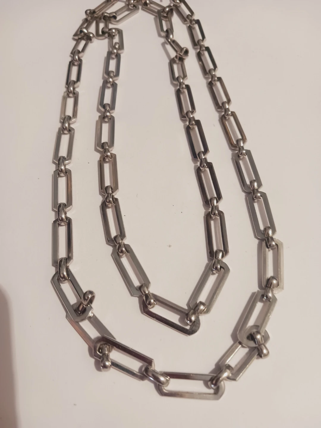 New !! Silver Tone Rectangular Link Chain Necklace - photo 4