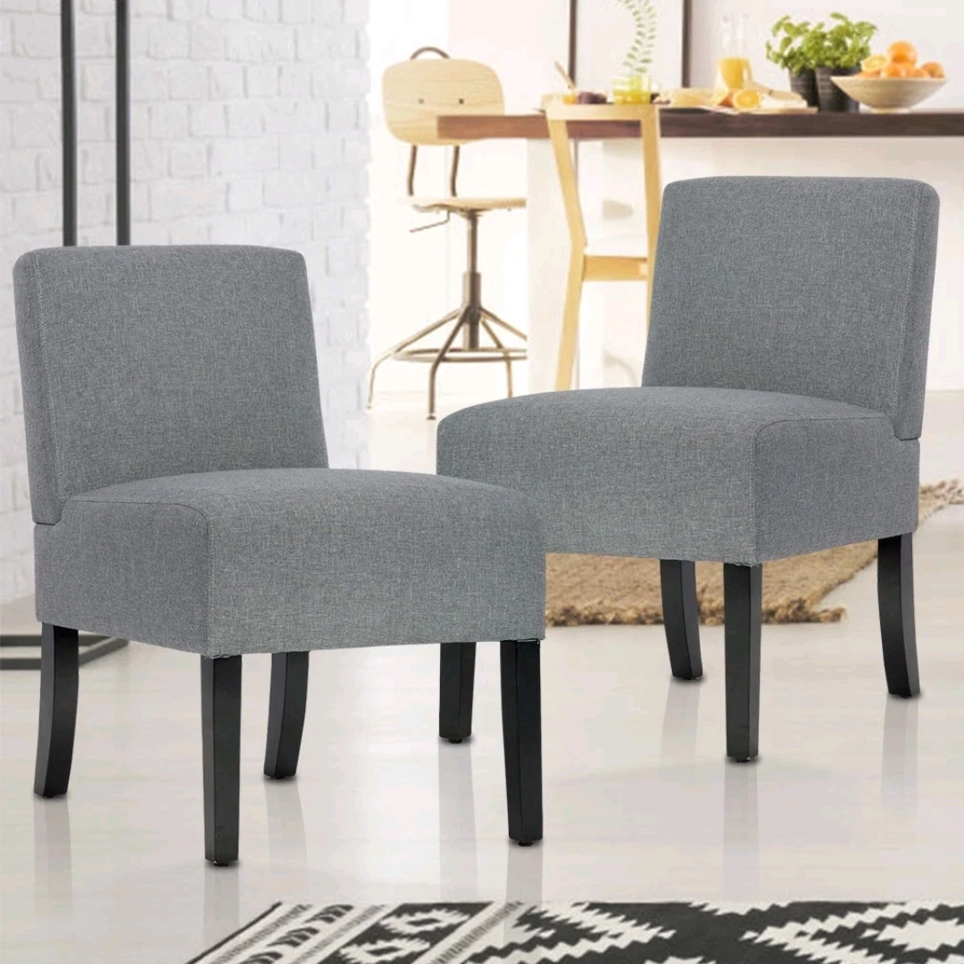 2 Modern Design Fabric Armless Accent Chairs