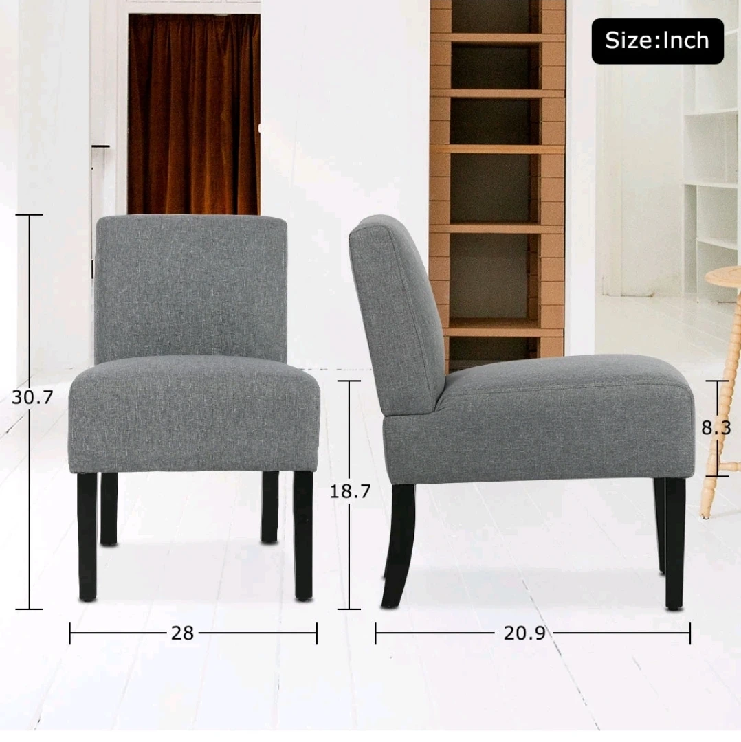 2 Modern Design Fabric Armless Accent Chairs - photo 2