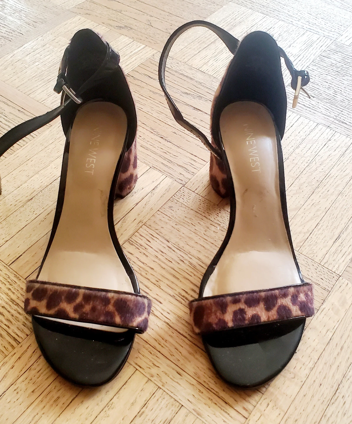 Nine West Leopard Print Block Heel Sandals