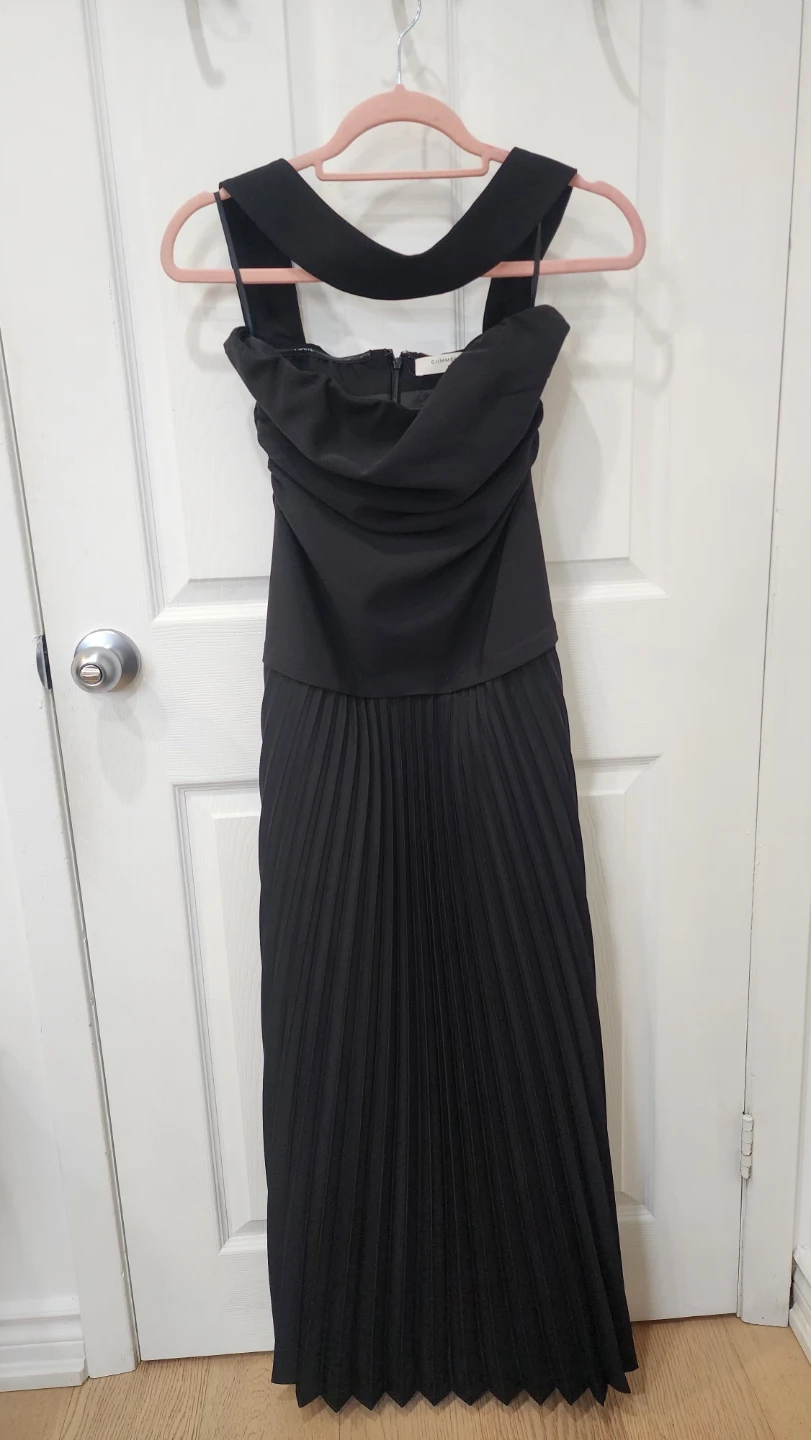 Commense Black Halter Neck Pleated Maxi Dress - photo 4