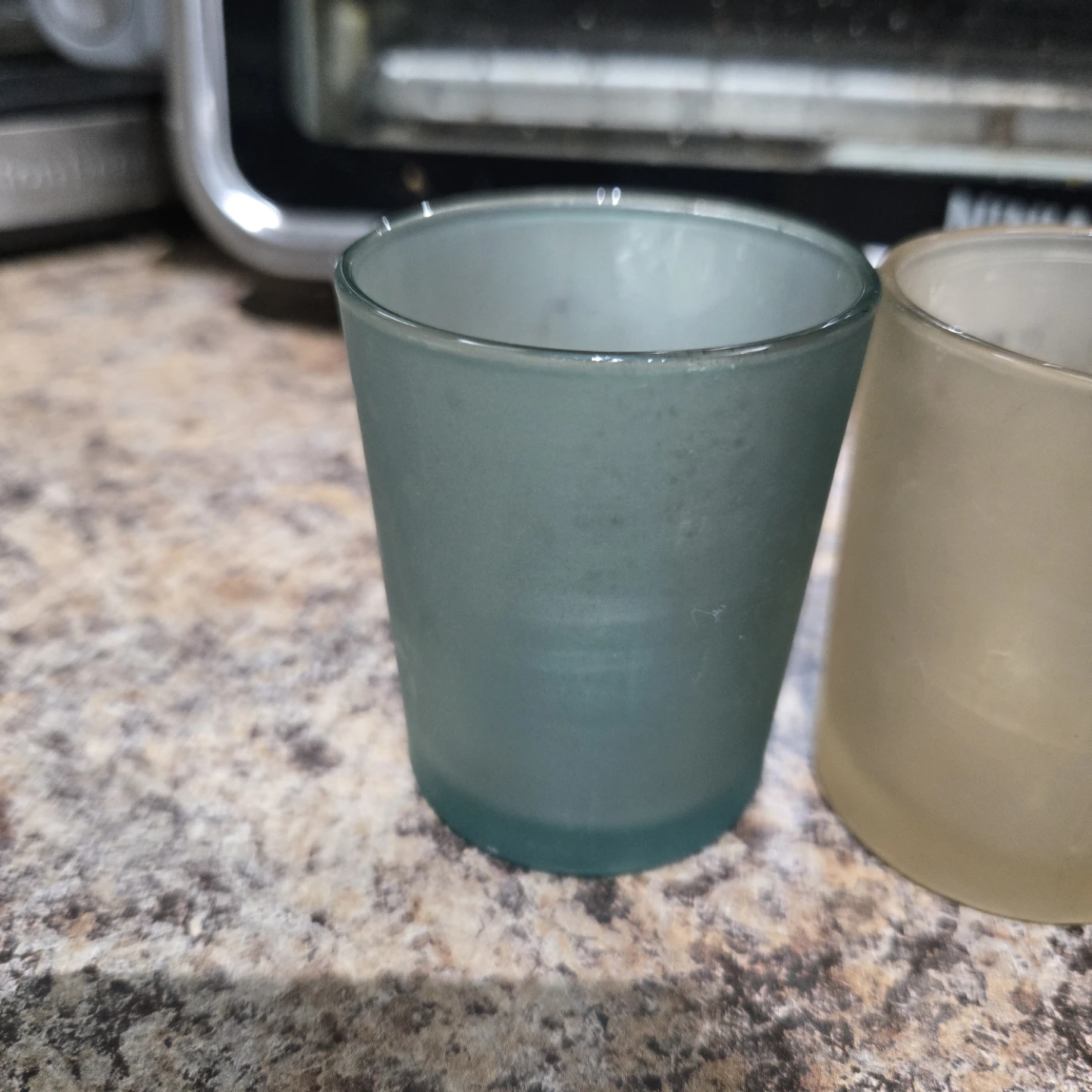 Set of 3 SMALL Frosted Glass Candle Holders - photo 3