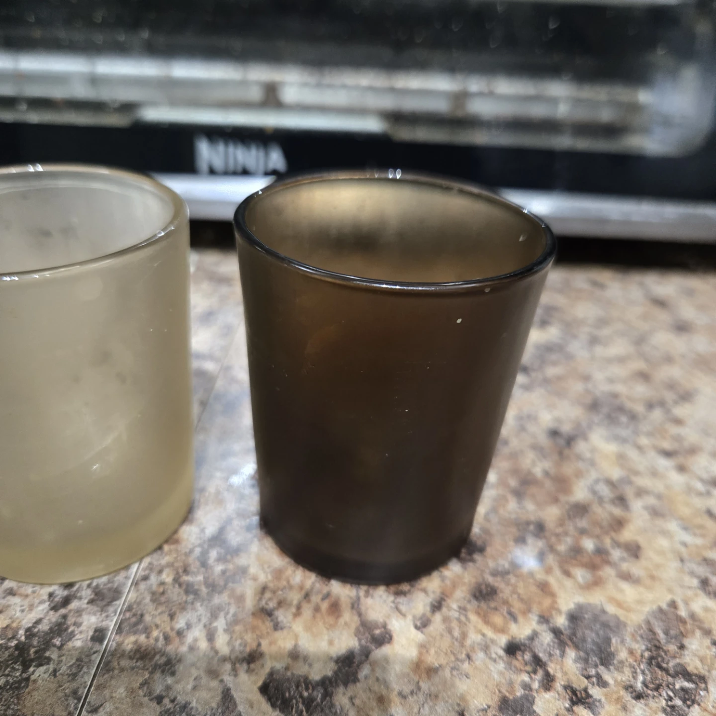 Set of 3 SMALL Frosted Glass Candle Holders - photo 5