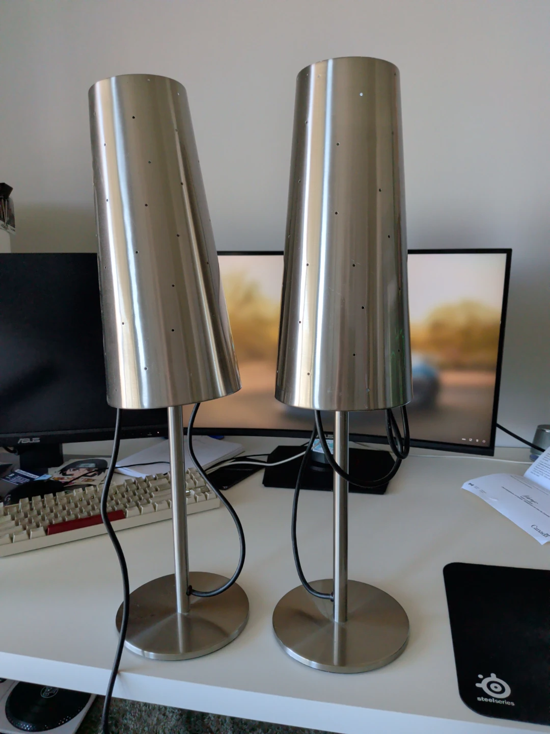 Pair of Metal Table Lamps