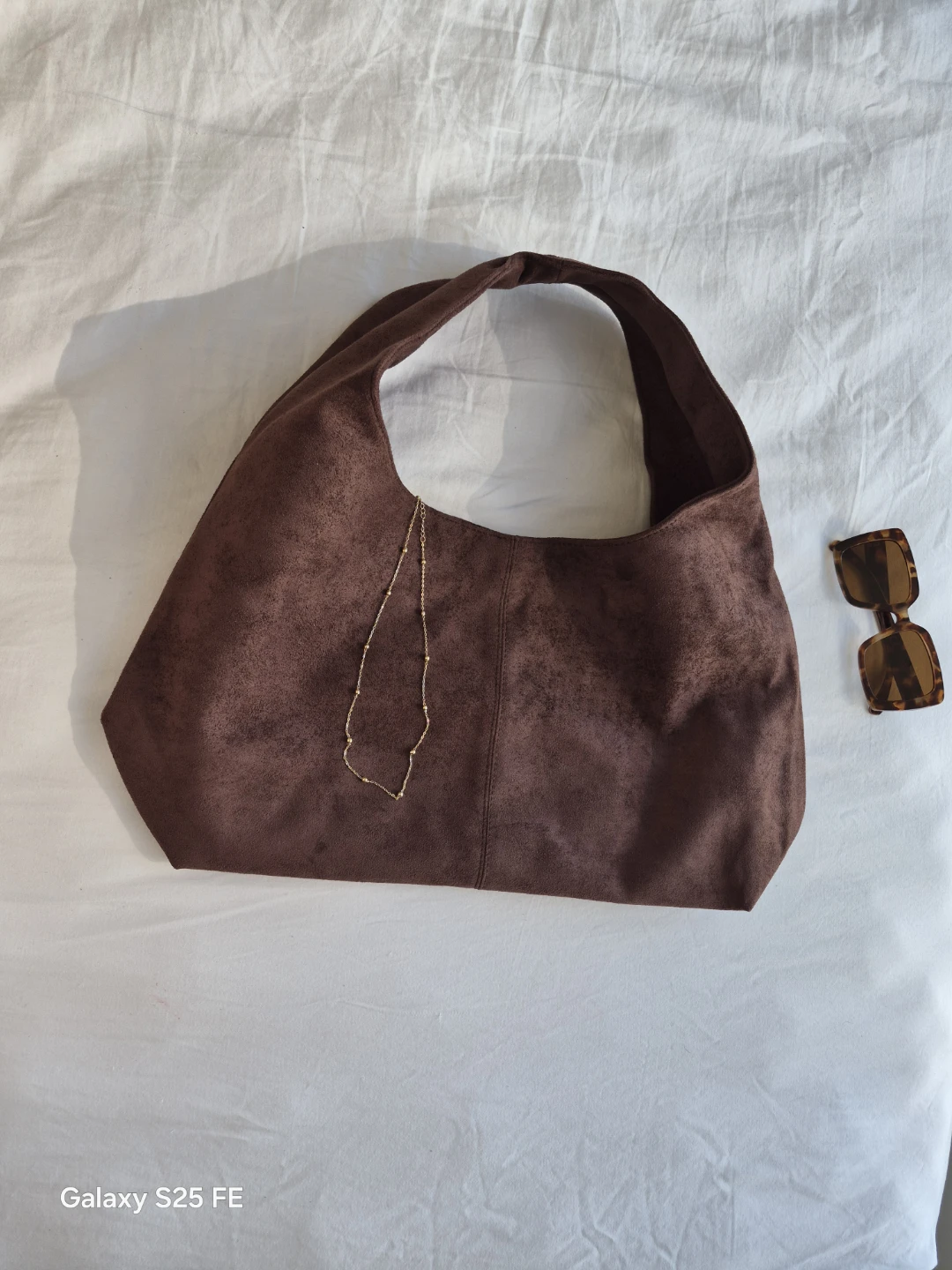 Brown Suede-like Hobo Bag