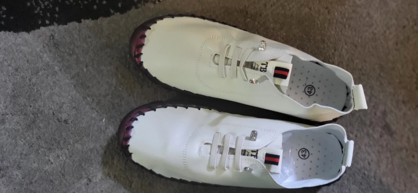 White Leather Moccasin Flats Women's Shoes Size 43 - photo 2
