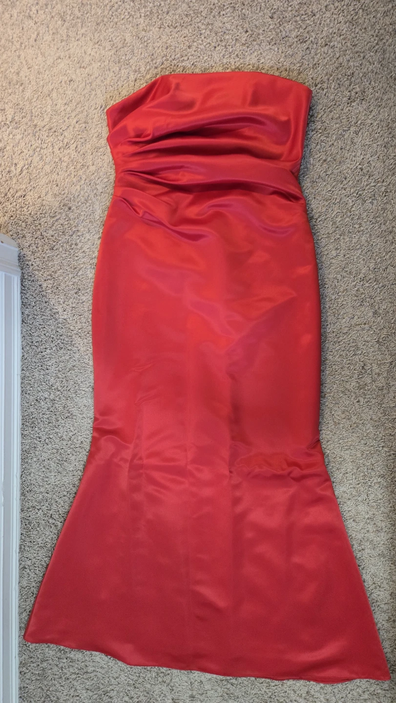 Red Sequin Halter Dress with Black Skirt - photo 4