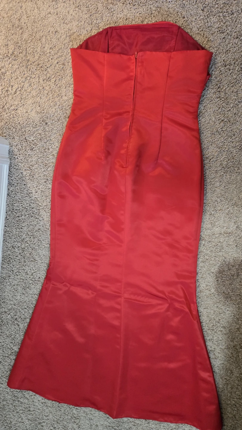 Red Sequin Halter Dress with Black Skirt - photo 5
