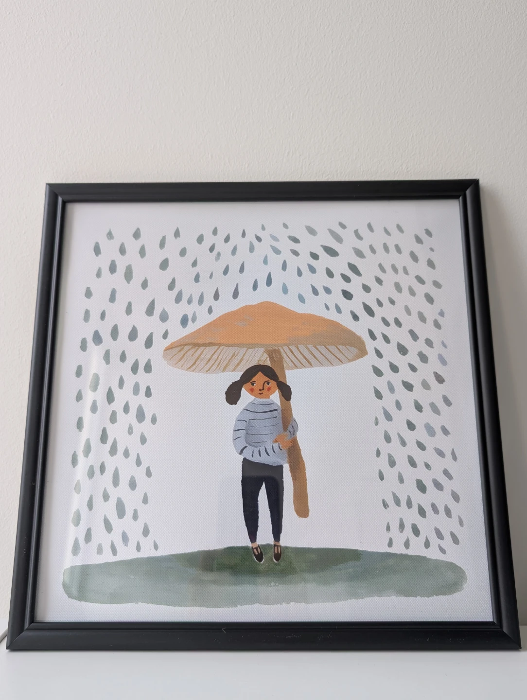 Framed Art Print of Girl with Mushroom Umbrella 30x30cm - photo 2