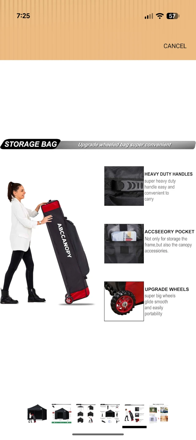 ABC Canopy 10x10ft Black Pop-Up Canopy with Walls and Roller Bag - photo 5