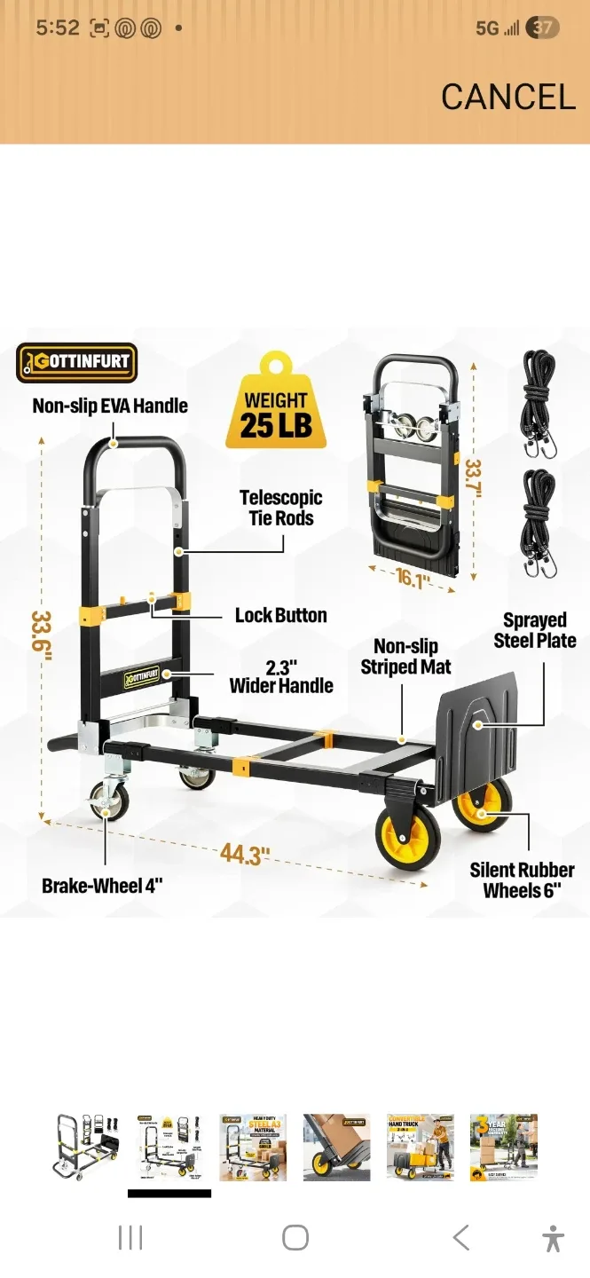 Gottinfurt Heavy Duty Convertible Hand Truck Dolly - photo 2