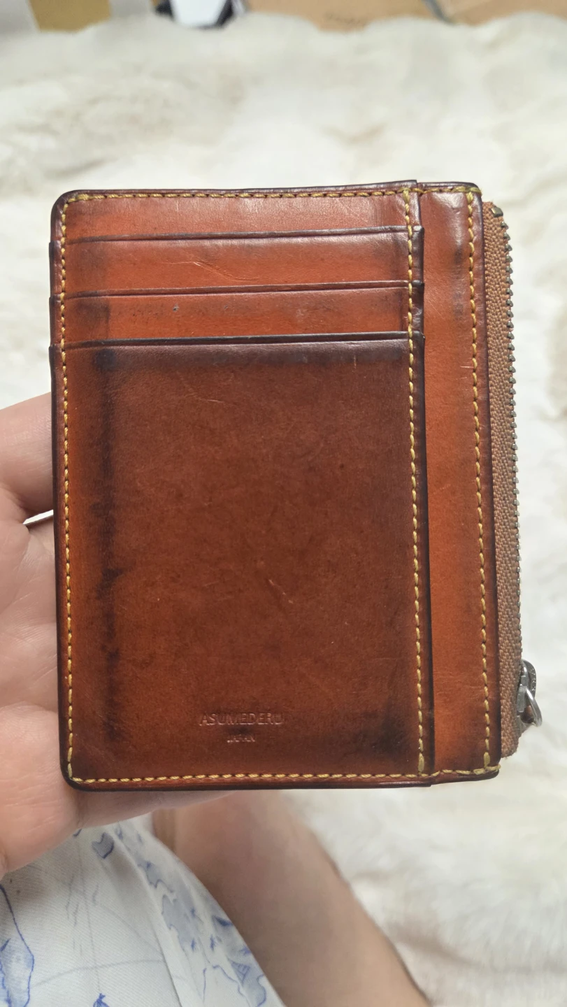 ASUMEDERU Brown Leather Coin Pouch Card Holder