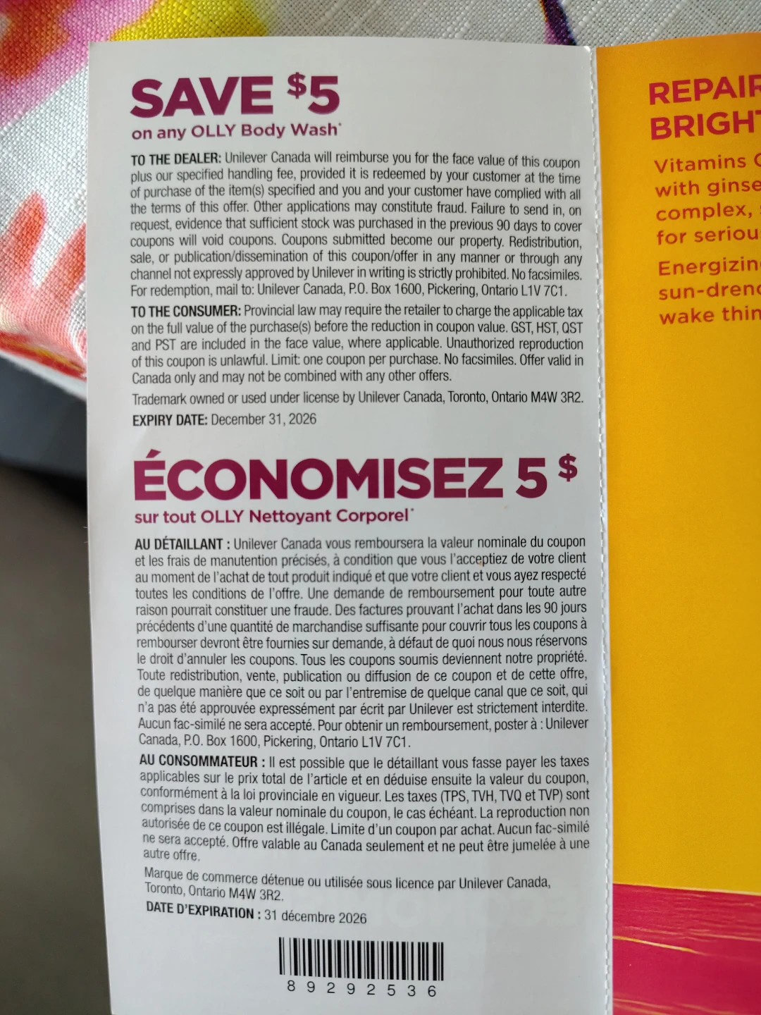 OLLY Body Wash – $5 Manufacturer Coupon - photo 2