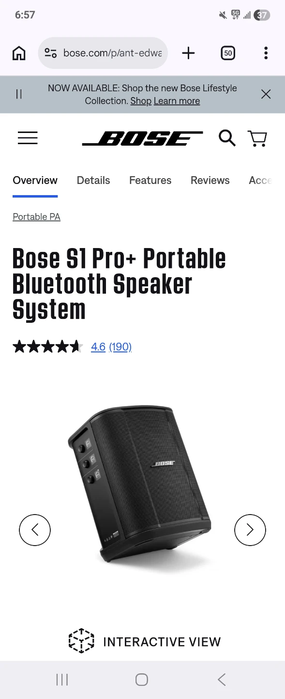 Bose S1 Pro+ Portable Bluetooth Speaker System