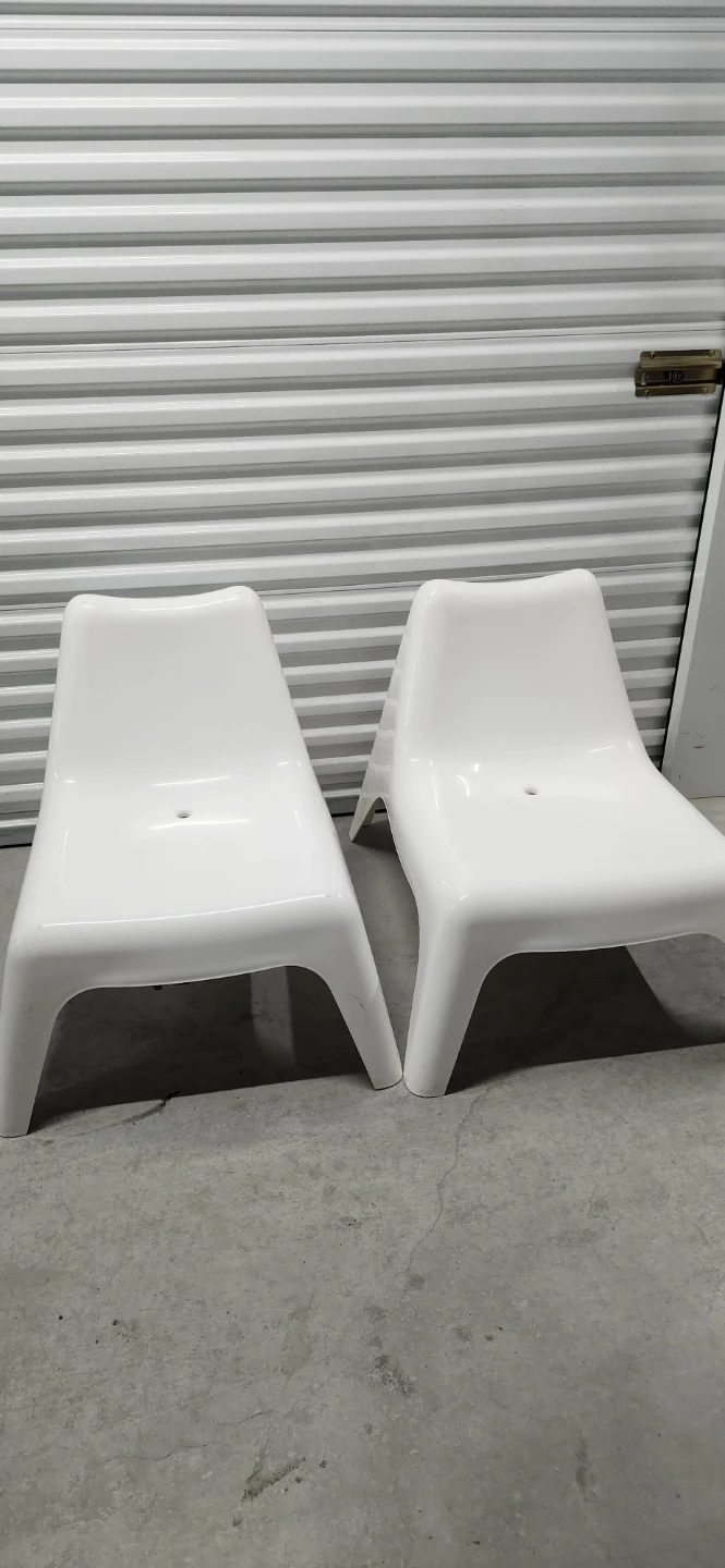 Ikea plastic outdoor chairs of 2 , one for $20